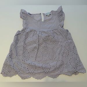Jun & Ivy Lilac Eyelet Dress Size S Ruffle Sleeve Scalloped Hem Summer